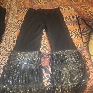 Stylish Black Kids Bottoms with Fringe